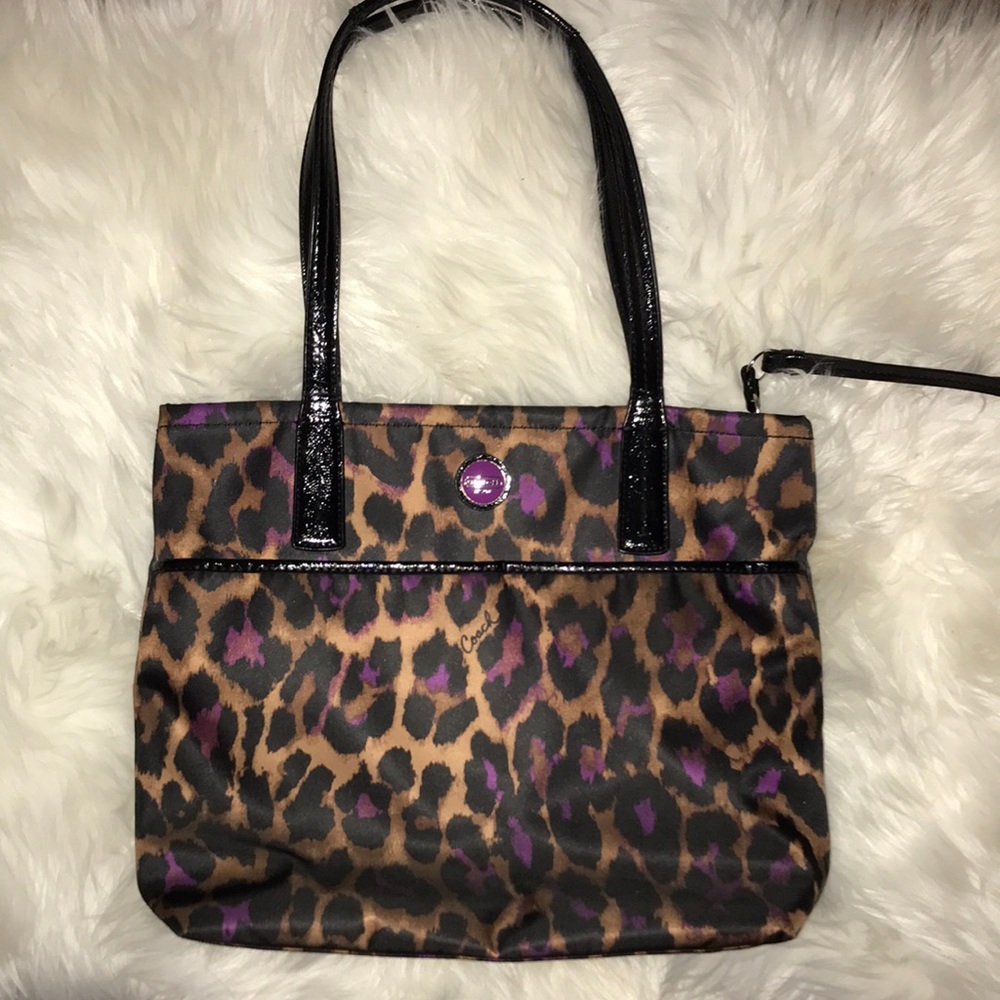 Coach Ocelot purple leopard bag